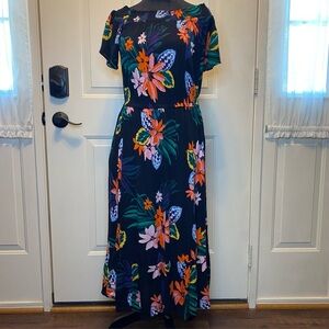 Old Navy Off The Shoulder Midi Floral Dress Tropical & Flowy Lightweight Sz L